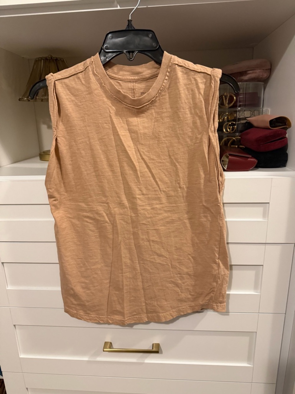 The Vinnie Cotton Sleeveless Crewneck Tank Top - Camel